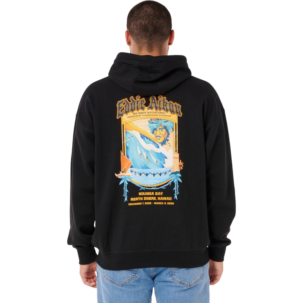 2025 Rip Curl Mens Eddie Would Go Poster Hoodie 0ADMFL - Black